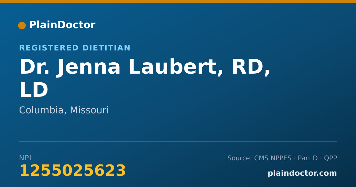 Shareable card for Jenna Laubert, RD, LD - Registered Dietitian, Columbia, MO