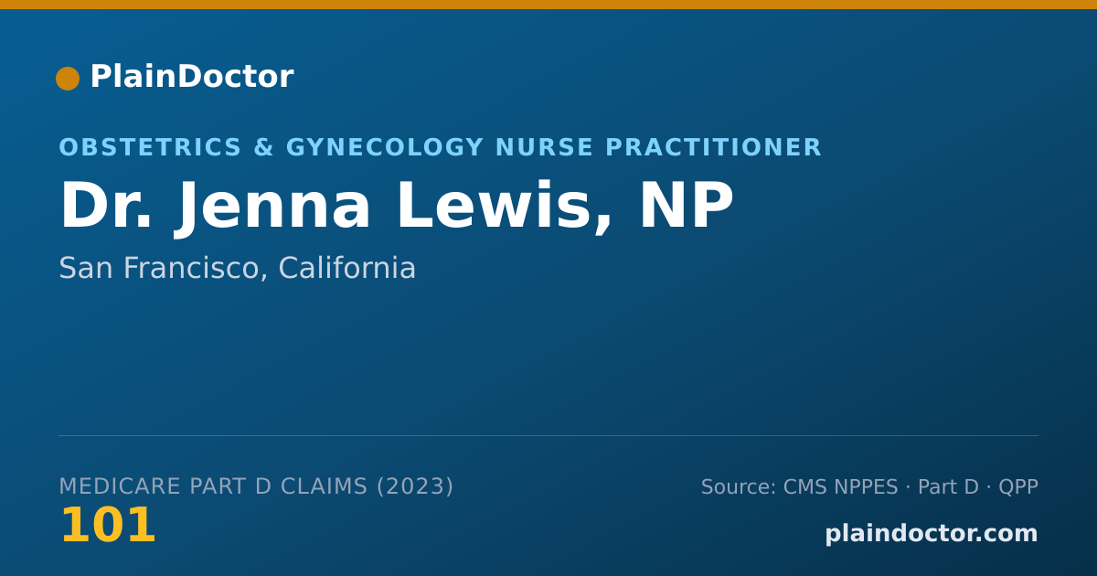 Shareable card for Jenna Lewis, NP - Obstetrics & Gynecology Nurse Practitioner, San Francisco, CA