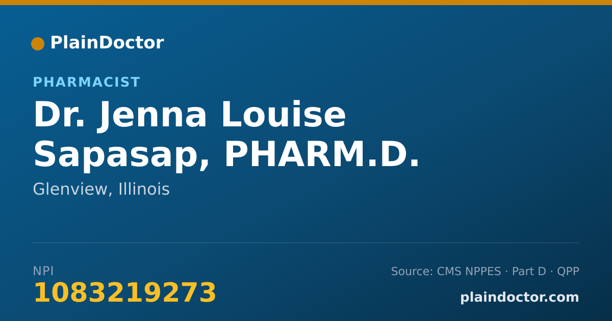 Shareable card for Jenna Louise Sapasap, PHARM.D. - Pharmacist, Glenview, IL