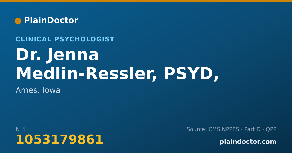 Shareable card for Jenna Medlin-Ressler, PSYD, LP - Clinical Psychologist, Ames, IA