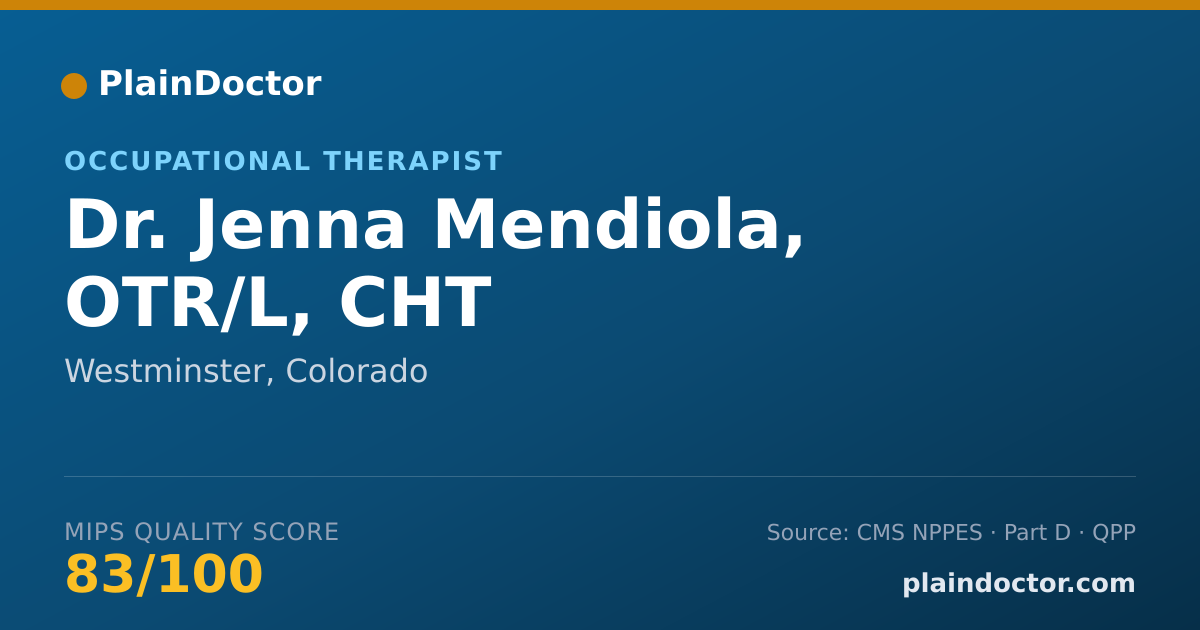 Shareable card for Jenna Mendiola, OTR/L, CHT - Occupational Therapist, Westminster, CO