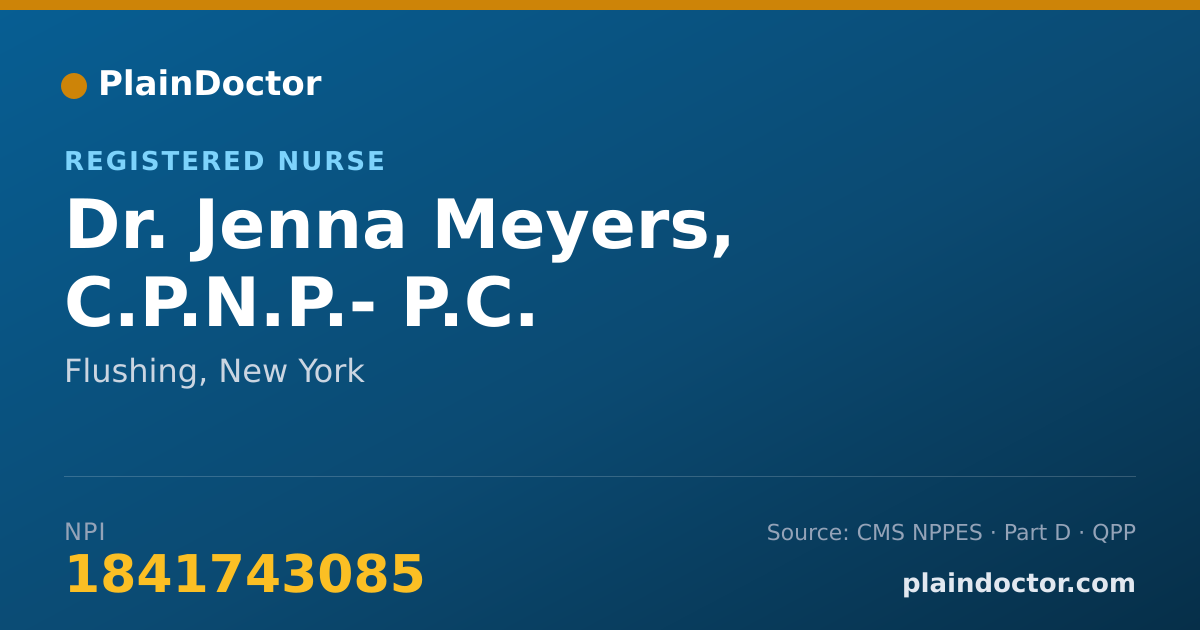 Shareable card for Jenna Meyers, C.P.N.P.- P.C. - Registered Nurse, Flushing, NY
