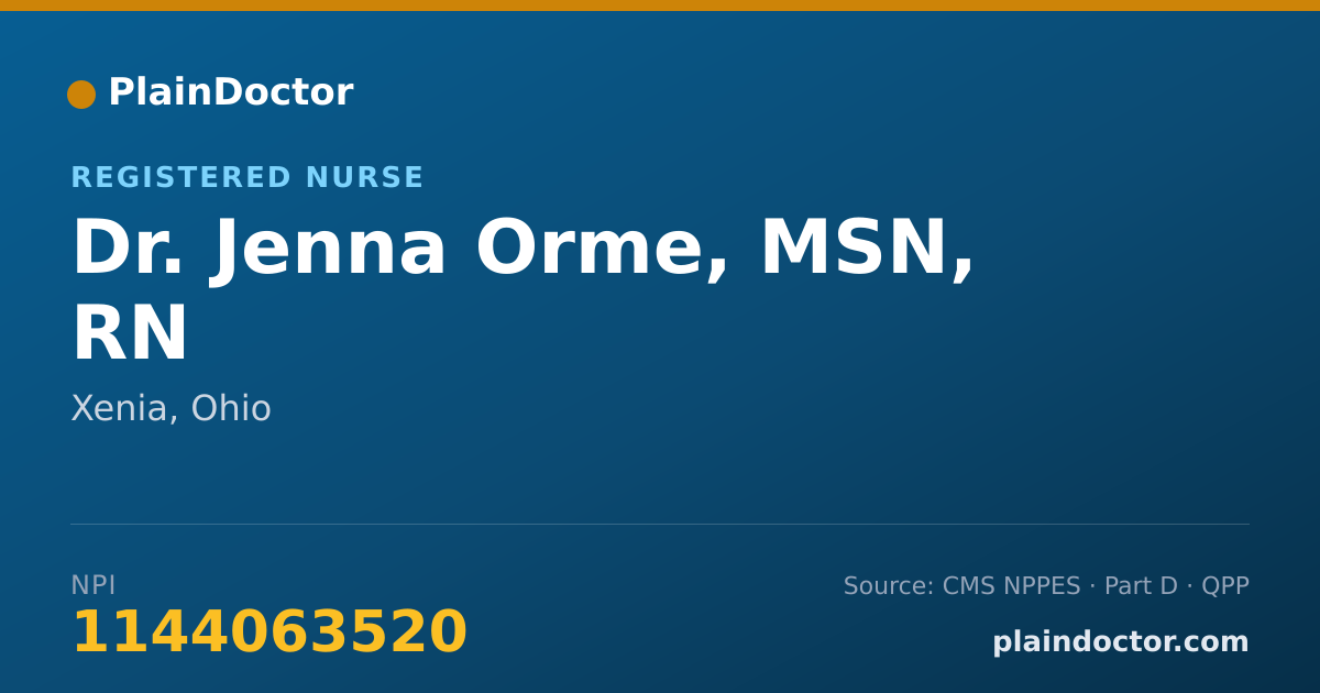 Shareable card for Jenna Orme, MSN, RN - Registered Nurse, Xenia, OH