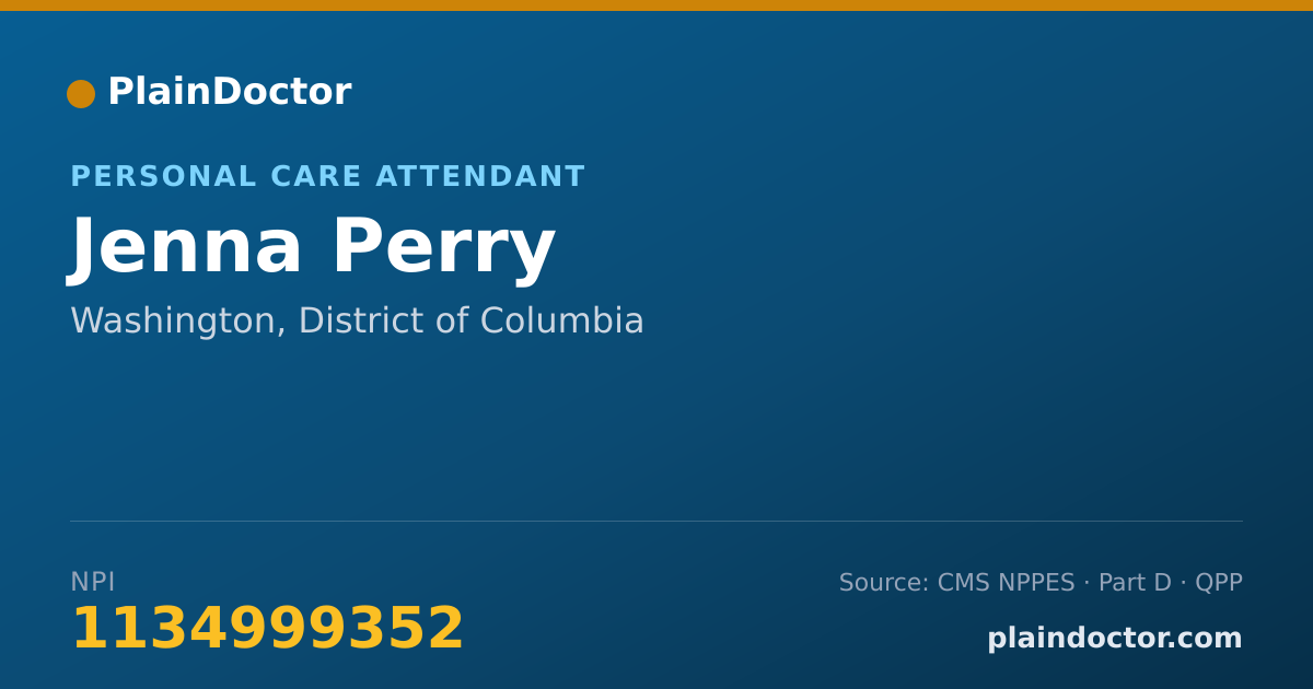 Shareable card for Jenna Perry - Personal Care Attendant, Washington, DC