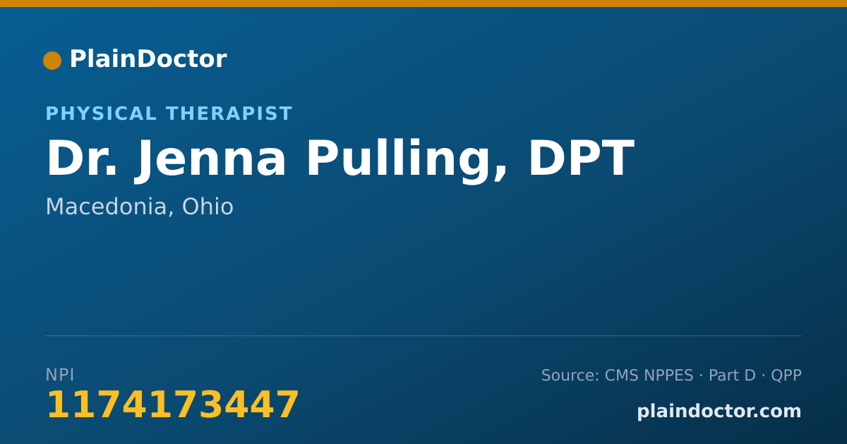 Shareable card for Jenna Pulling, DPT - Physical Therapist, Macedonia, OH