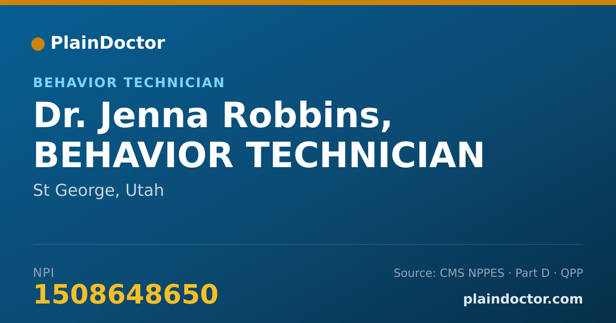 Shareable card for Jenna Robbins, BEHAVIOR TECHNICIAN - Behavior Technician, St George, UT
