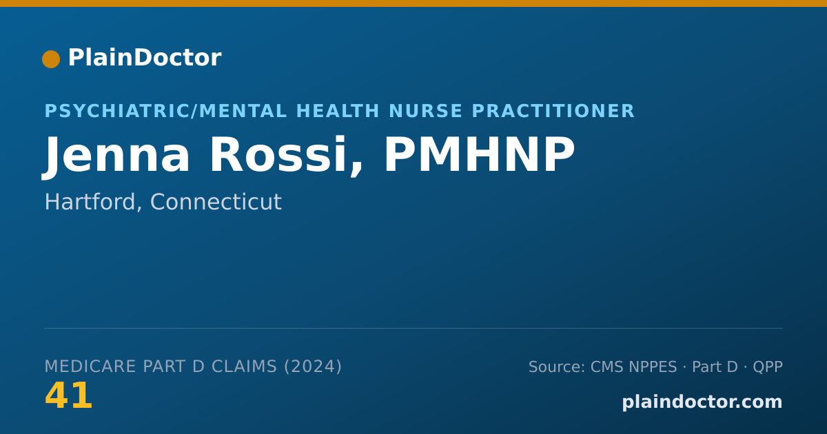 Shareable card for Jenna Rossi, PMHNP - Psychiatric/Mental Health Nurse Practitioner, Hartford, CT