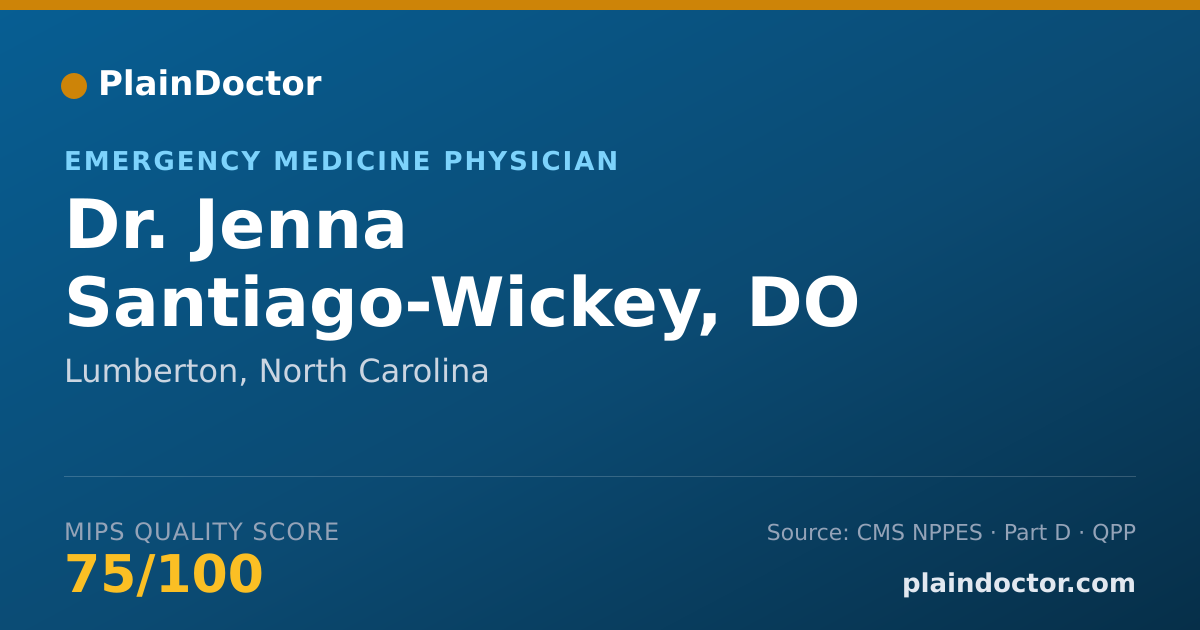 Shareable card for Jenna Santiago-Wickey, DO - Emergency Medicine Physician, Lumberton, NC