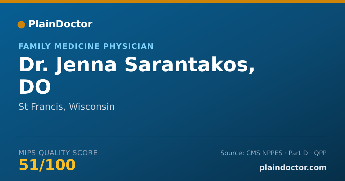 Shareable card for Jenna Sarantakos, DO - Family Medicine Physician, St Francis, WI