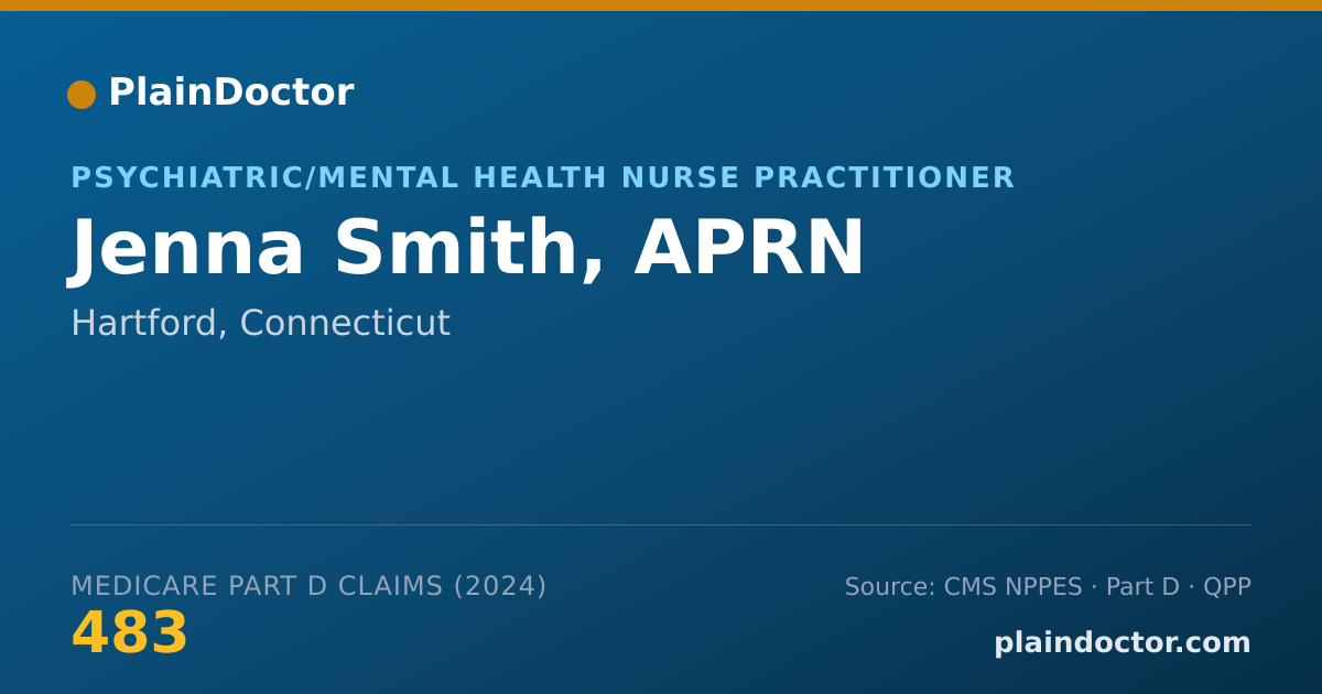 Shareable card for Jenna Smith, APRN - Psychiatric/Mental Health Nurse Practitioner, Hartford, CT