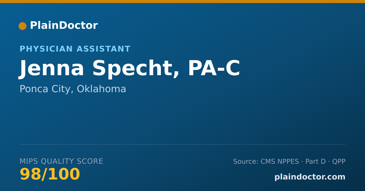 Shareable card for Jenna Specht, PA-C - Physician Assistant, Ponca City, OK