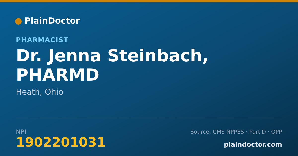 Shareable card for Jenna Steinbach, PHARMD - Pharmacist, Heath, OH