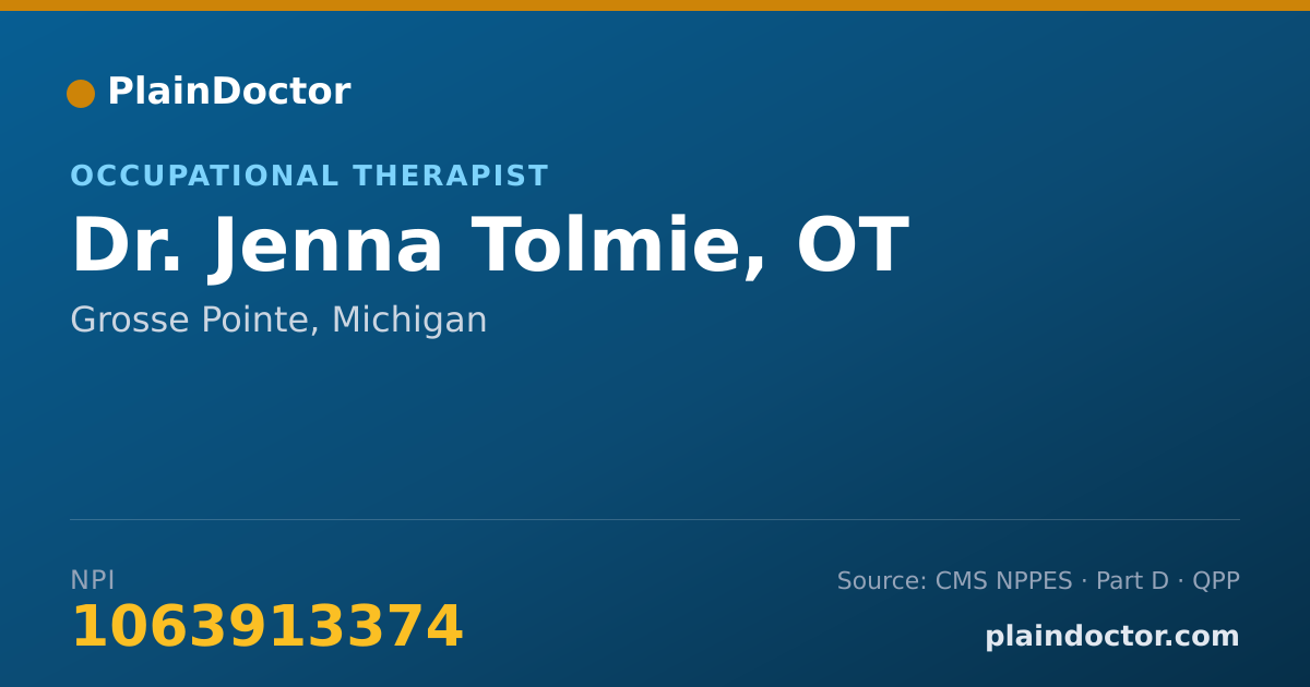 Shareable card for Jenna Tolmie, OT - Occupational Therapist, Grosse Pointe, MI