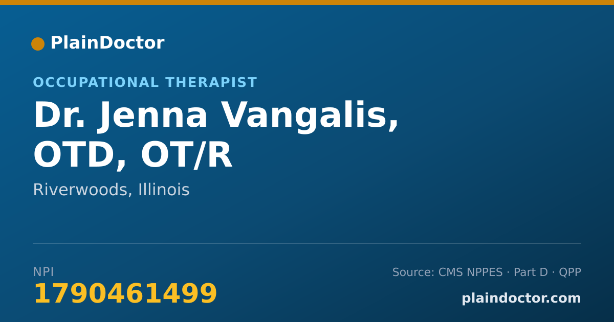 Shareable card for Jenna Vangalis, OTD, OT/R - Occupational Therapist, Riverwoods, IL