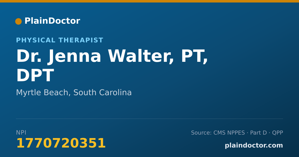 Shareable card for Jenna Walter, PT, DPT - Physical Therapist, Myrtle Beach, SC