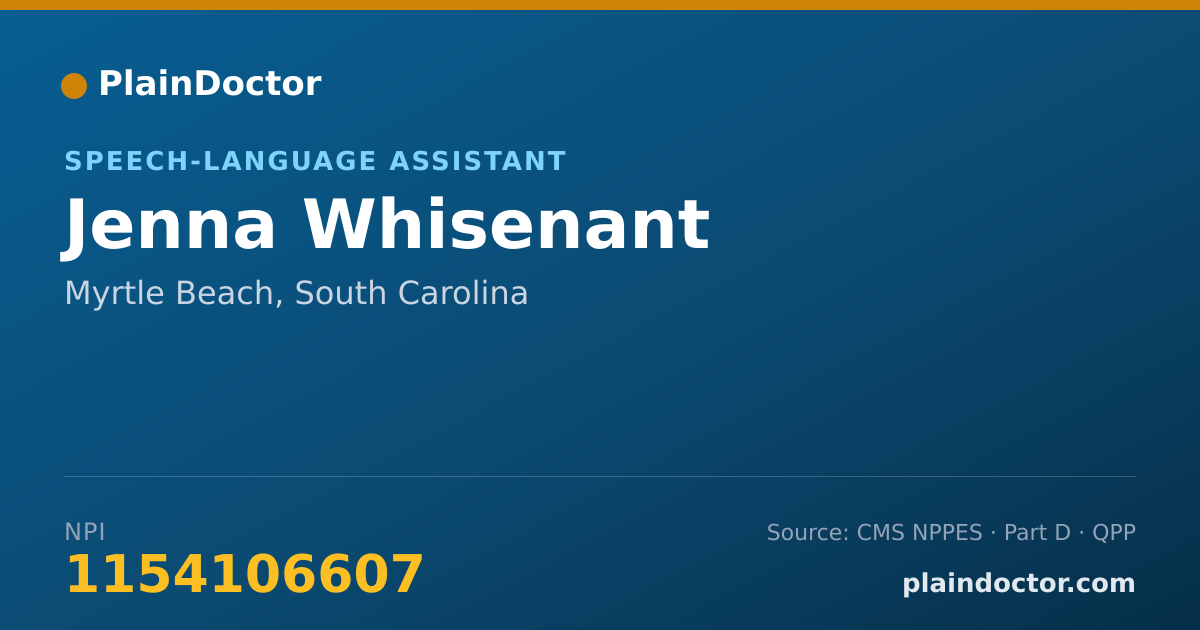 Shareable card for Jenna Whisenant - Speech-Language Assistant, Myrtle Beach, SC