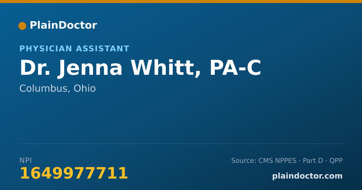 Shareable card for Jenna Whitt, PA-C - Physician Assistant, Columbus, OH