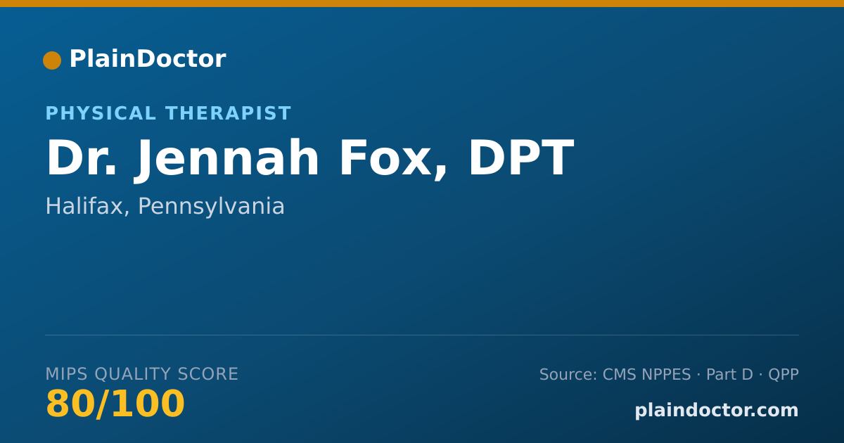 Shareable card for Jennah Fox, DPT - Physical Therapist, Halifax, PA