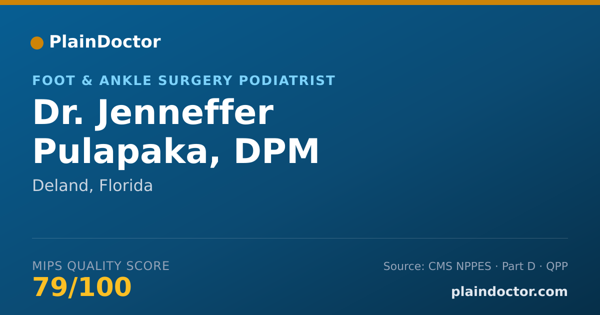 Shareable card for Jenneffer Pulapaka, DPM - Foot & Ankle Surgery Podiatrist, Deland, FL