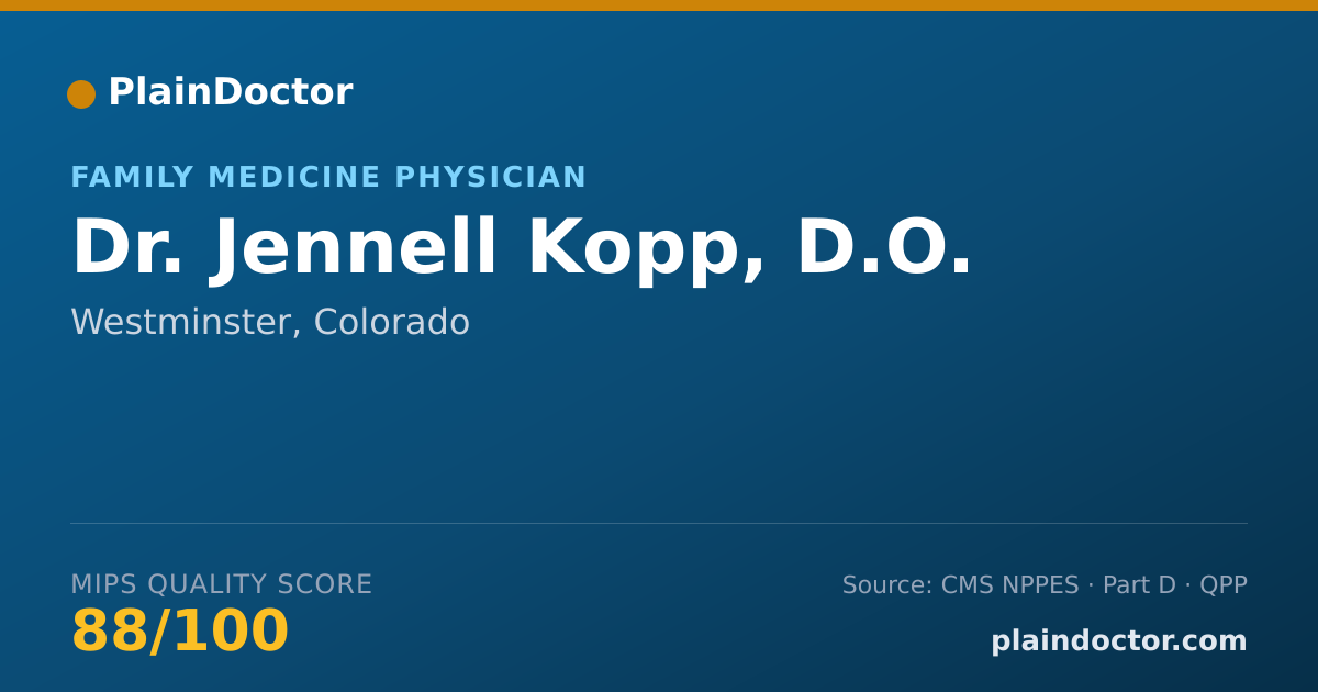 Shareable card for Jennell Kopp, D.O. - Family Medicine Physician, Westminster, CO