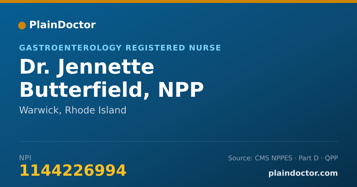 Shareable card for Jennette Butterfield, NPP - Gastroenterology Registered Nurse, Warwick, RI