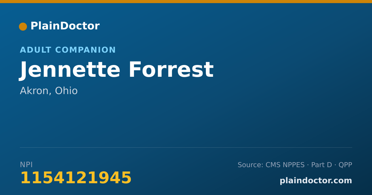 Shareable card for Jennette Forrest - Adult Companion, Akron, OH
