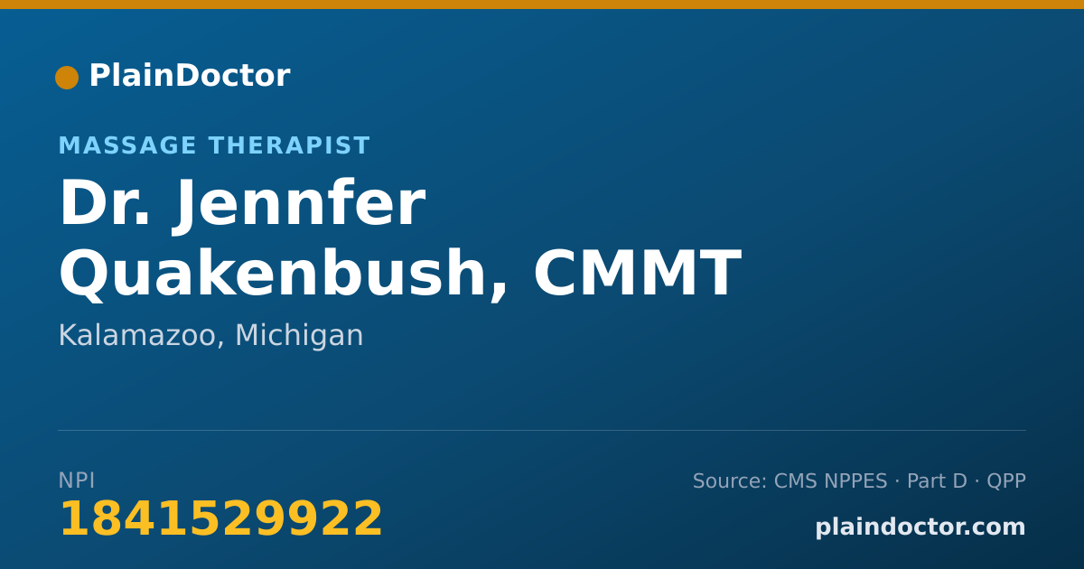 Shareable card for Jennfer Quakenbush, CMMT - Massage Therapist, Kalamazoo, MI