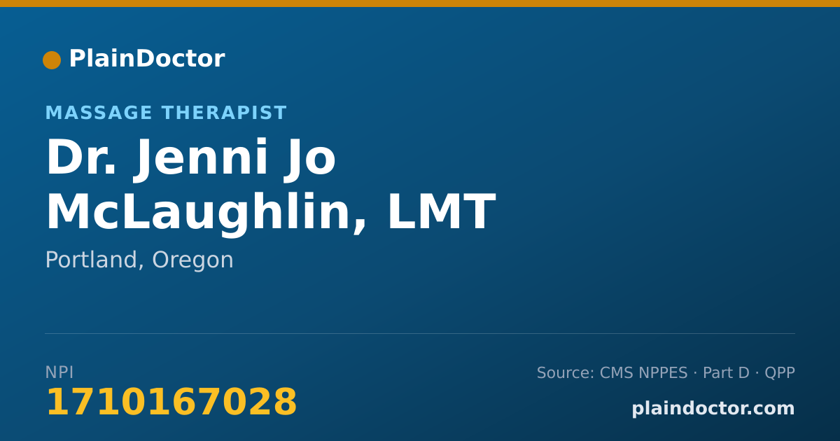 Shareable card for Jenni Jo McLaughlin, LMT - Massage Therapist, Portland, OR