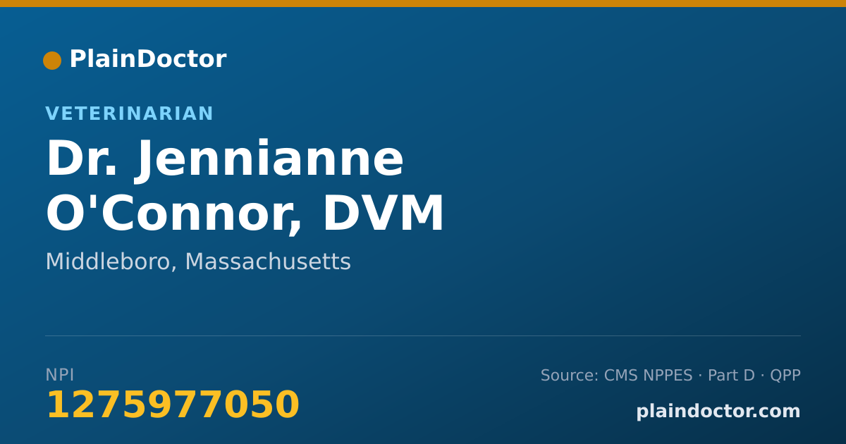Shareable card for Jennianne O'Connor, DVM - Veterinarian, Middleboro, MA