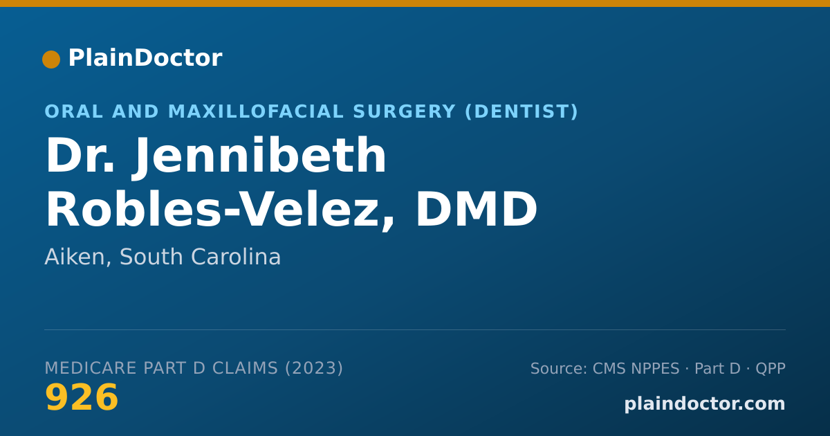 Shareable card for Jennibeth Robles-Velez, DMD - Oral and Maxillofacial Surgery (Dentist), Aiken, SC