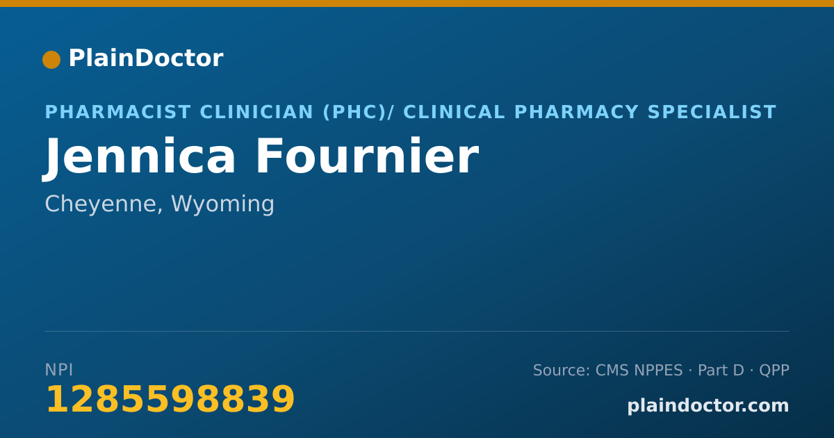 Shareable card for Jennica Fournier - Pharmacist, Cheyenne, WY
