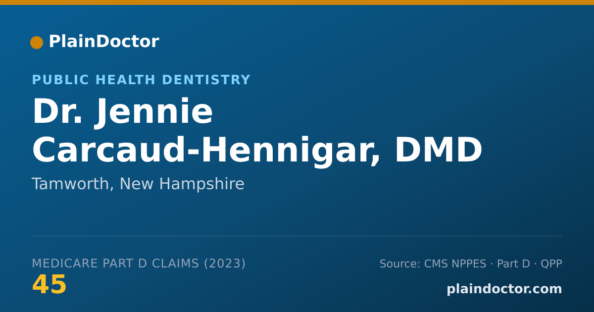 Shareable card for Jennie Carcaud-Hennigar, DMD - Public Health Dentistry, Tamworth, NH