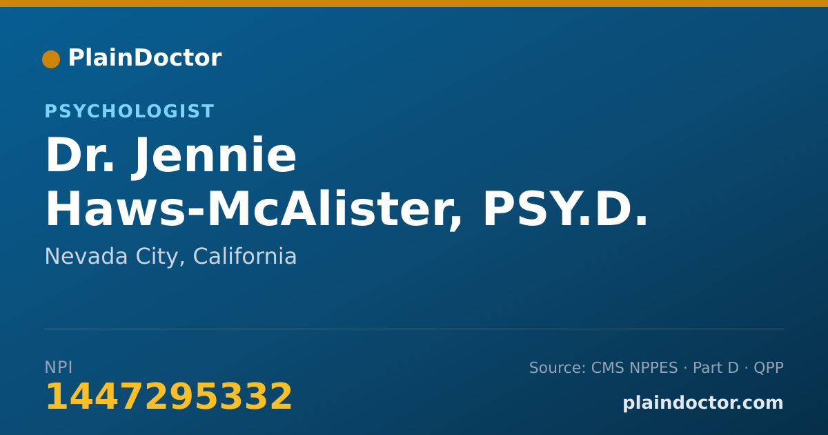 Shareable card for Jennie Haws-McAlister, PSY.D. - Psychologist, Nevada City, CA