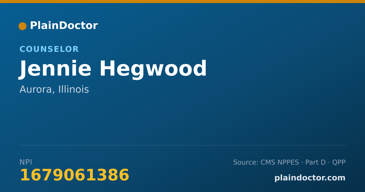 Shareable card for Jennie Hegwood - Counselor, Aurora, IL