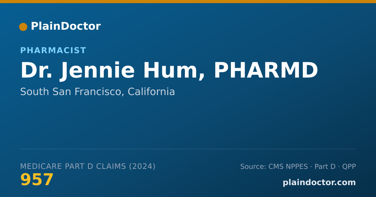 Shareable card for Jennie Hum, PHARMD - Pharmacist, South San Francisco, CA