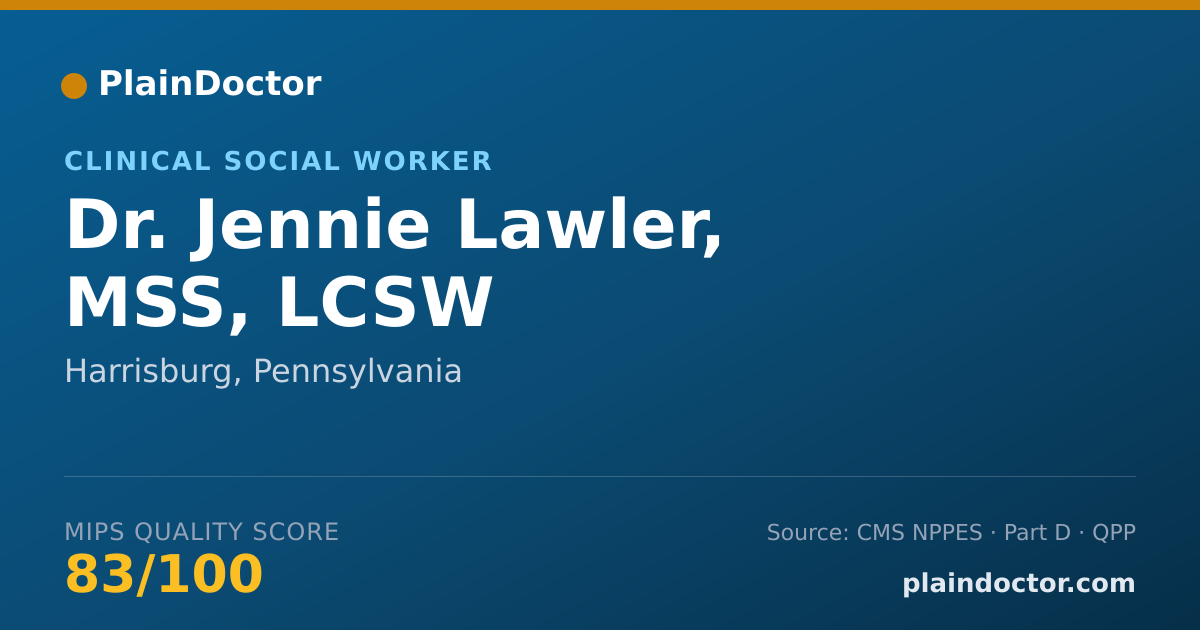 Shareable card for Jennie Lawler, MSS, LCSW - Clinical Social Worker, Harrisburg, PA