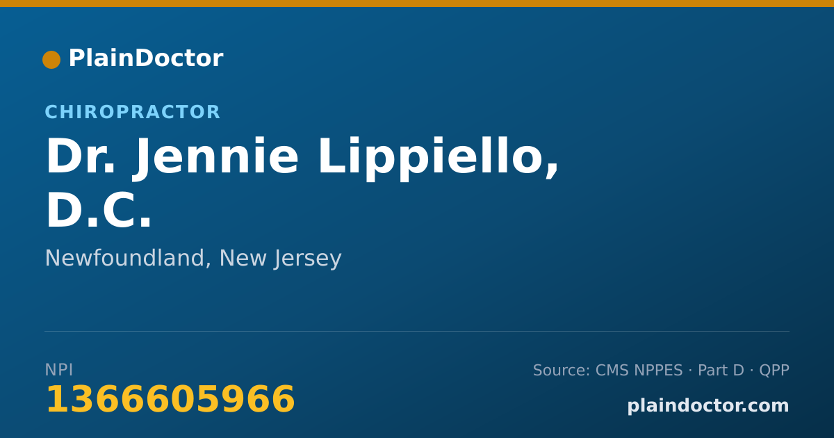 Shareable card for Jennie Lippiello, D.C. - Chiropractor, Newfoundland, NJ