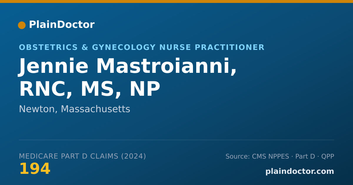 Shareable card for Jennie Mastroianni, RNC, MS, NP - Obstetrics & Gynecology Nurse Practitioner, Newton, MA