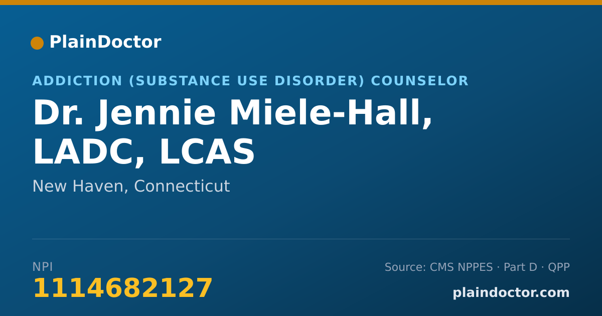 Shareable card for Jennie Miele-Hall, LADC, LCAS - Addiction (Substance Use Disorder) Counselor, New Haven, CT