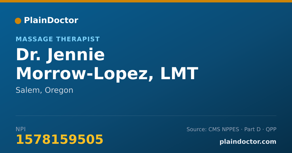 Shareable card for Jennie Morrow-Lopez, LMT - Massage Therapist, Salem, OR