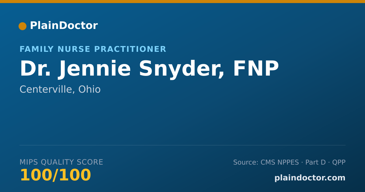 Shareable card for Jennie Snyder, FNP - Family Nurse Practitioner, Centerville, OH