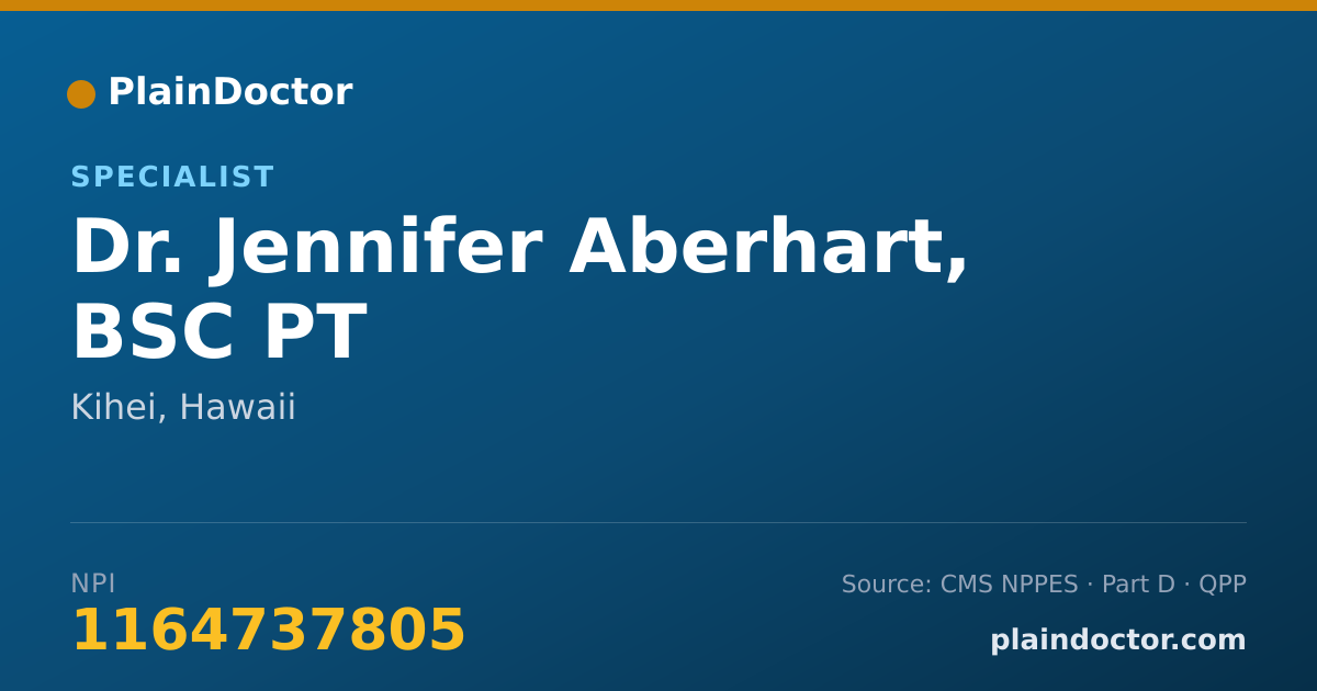 Shareable card for Jennifer Aberhart, BSC PT - Specialist, Kihei, HI