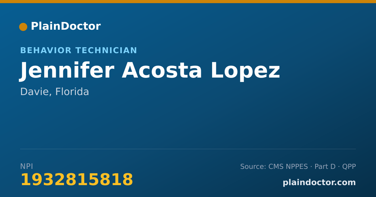 Shareable card for Jennifer Acosta Lopez - Behavior Technician, Davie, FL