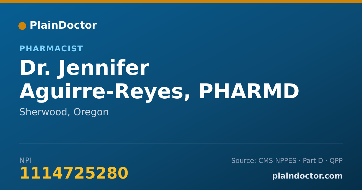 Shareable card for Jennifer Aguirre-Reyes, PHARMD - Pharmacist, Sherwood, OR