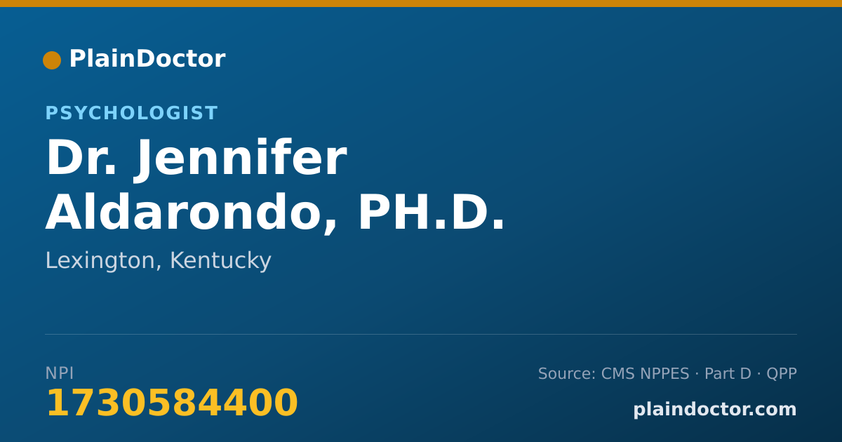 Shareable card for Jennifer Aldarondo, PH.D. - Psychologist, Lexington, KY