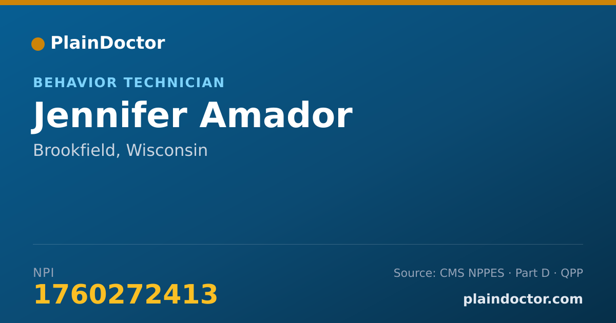 Shareable card for Jennifer Amador - Behavior Technician, Brookfield, WI