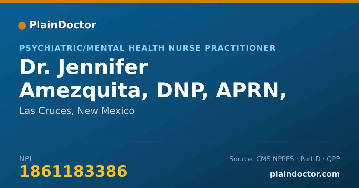 Shareable card for Jennifer Amezquita, DNP, APRN, PMHNP-BC - Psychiatric/Mental Health Nurse Practitioner, Las Cruces, NM