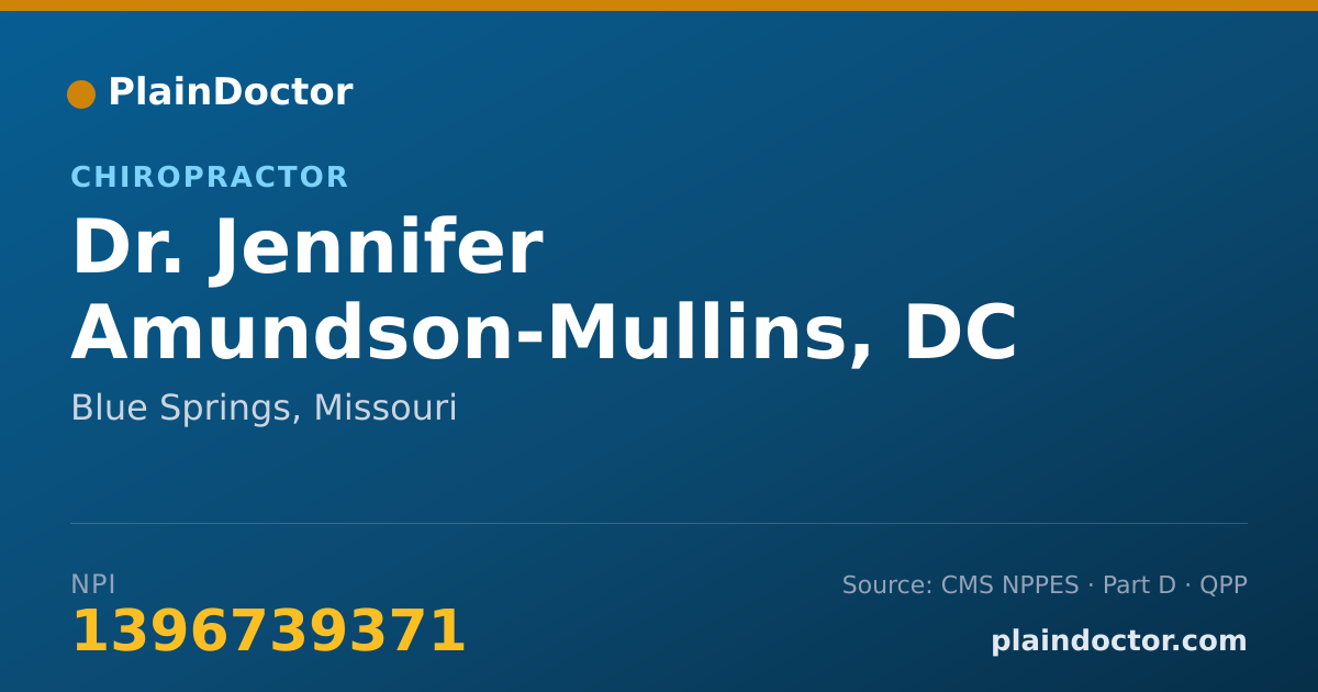Shareable card for Jennifer Amundson-Mullins, DC - Chiropractor, Blue Springs, MO