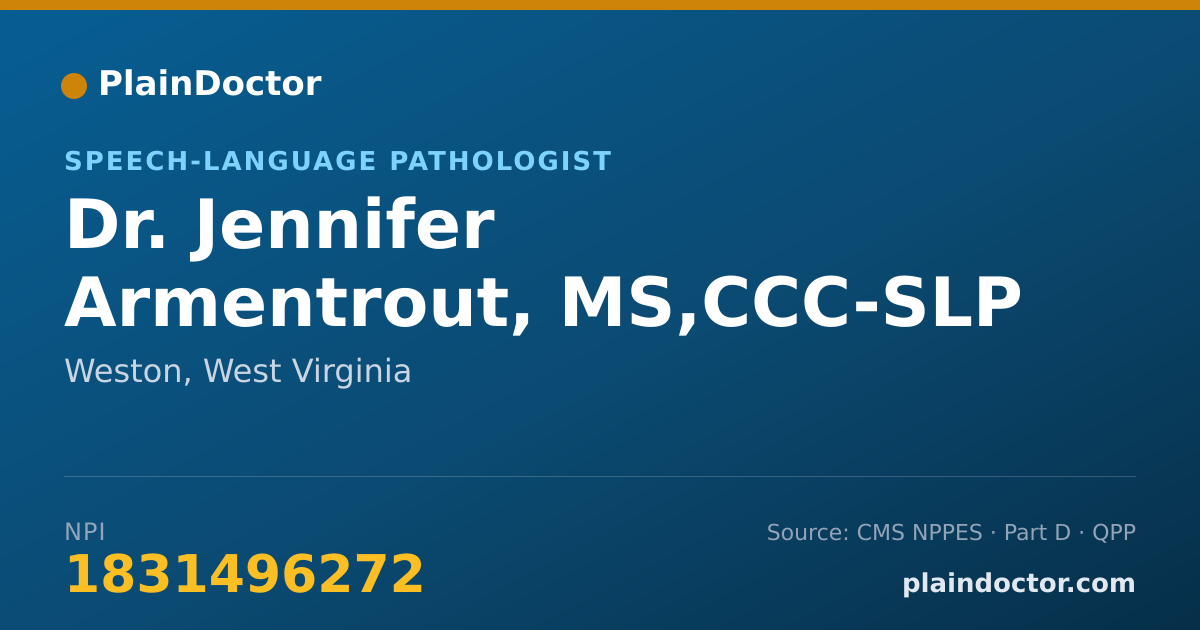 Shareable card for Jennifer Armentrout, MS,CCC-SLP - Speech-Language Pathologist, Weston, WV