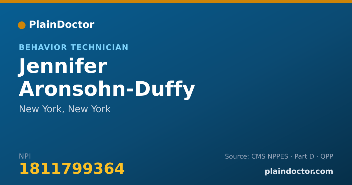 Shareable card for Jennifer Aronsohn-Duffy - Behavior Technician, New York, NY